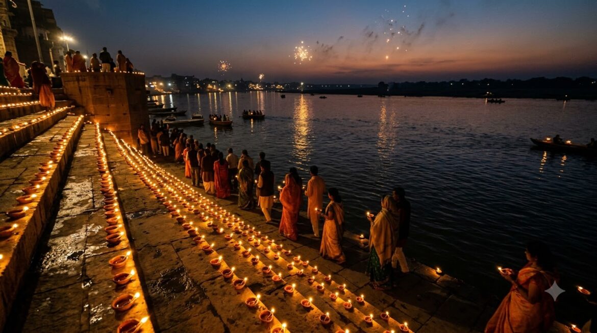 Diwali diyas lit in a Bihar home during Bihar festival season